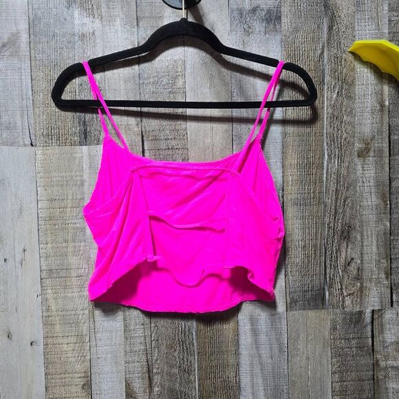 SKIMS Fits Everybody Strappy Back Cami Crop Top Neon Pink - Picture 3 of 4